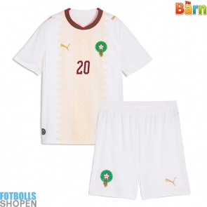 Billiga Marocko Ayoub El Kaabi #20 Bortatröja Barn VM 2026 Kortärmad (+ Korta byxor)